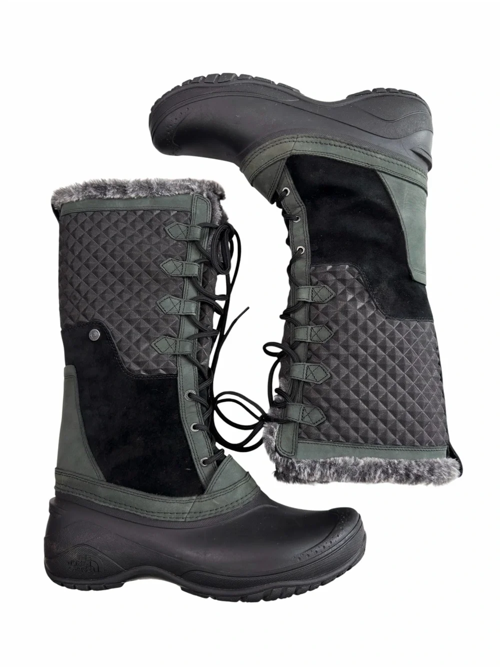 The North Face Shellista III Tall Winter Boots Black Dark Green Size 10.5